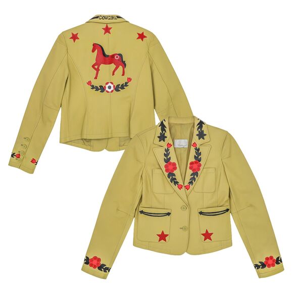 Jackets & Blazers - Vintage Western Leather Jacket Size Medium Hand Painted Jacket
